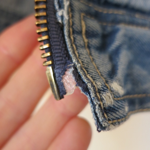 Vintage 1990s Blue Denim Jean Jacket Size M pockets zipper - Picture 7 of 13